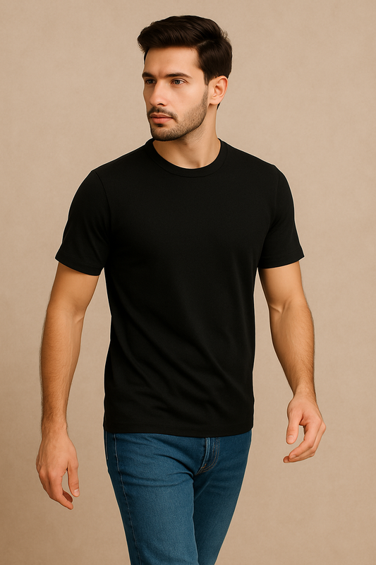 Men’s Black Classic Regular Fit Cotton T-Shirt