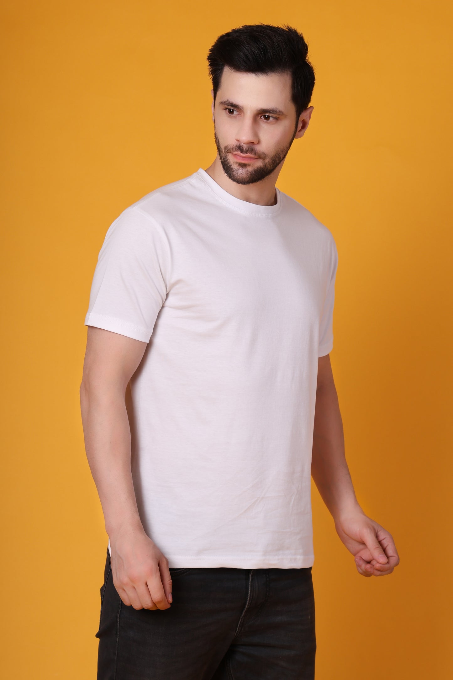 Men's White Cotton T-Shirt – Classic Regular Fit, Soft & Breathable