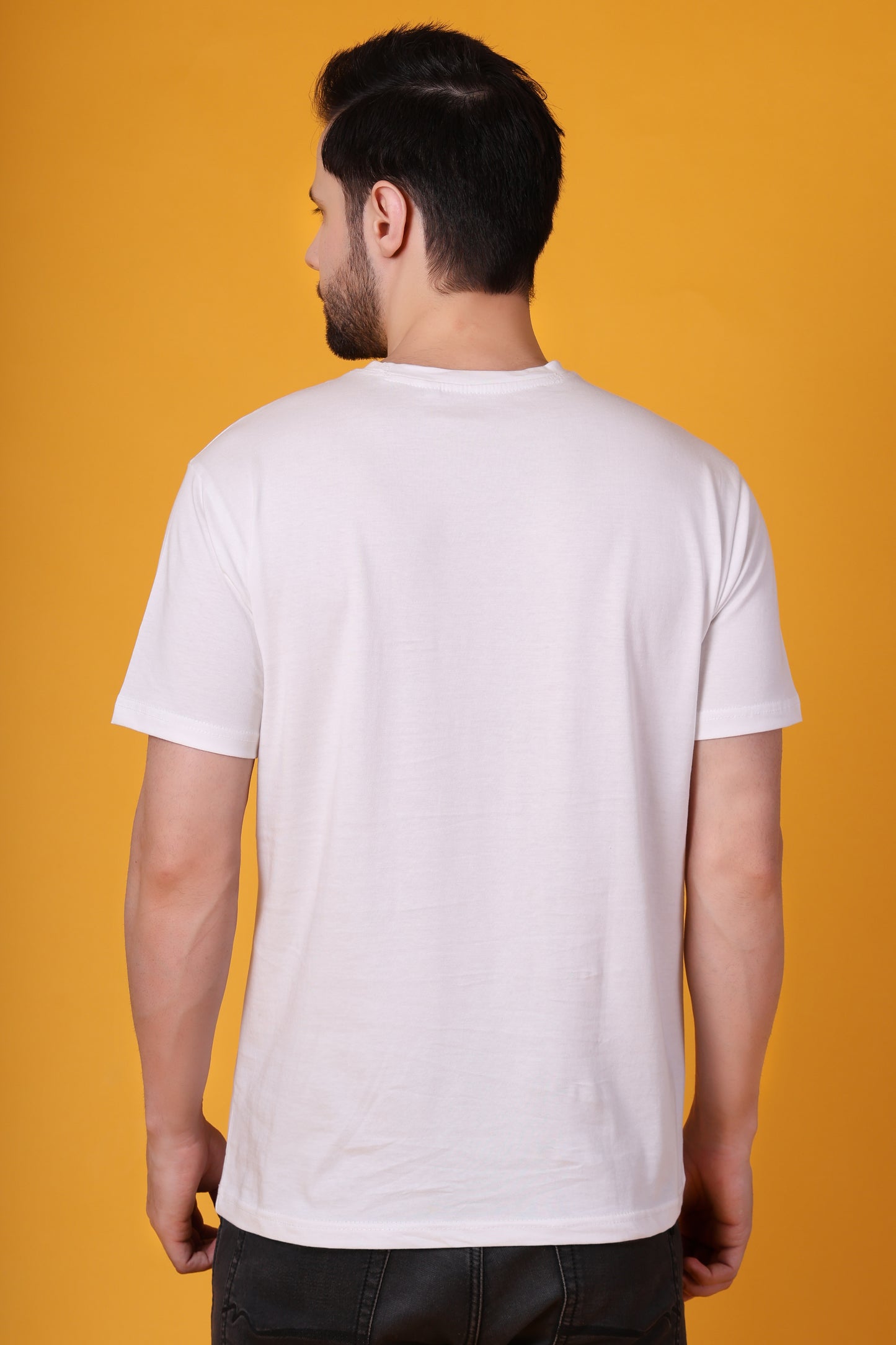 Men's White Cotton T-Shirt – Classic Regular Fit, Soft & Breathable