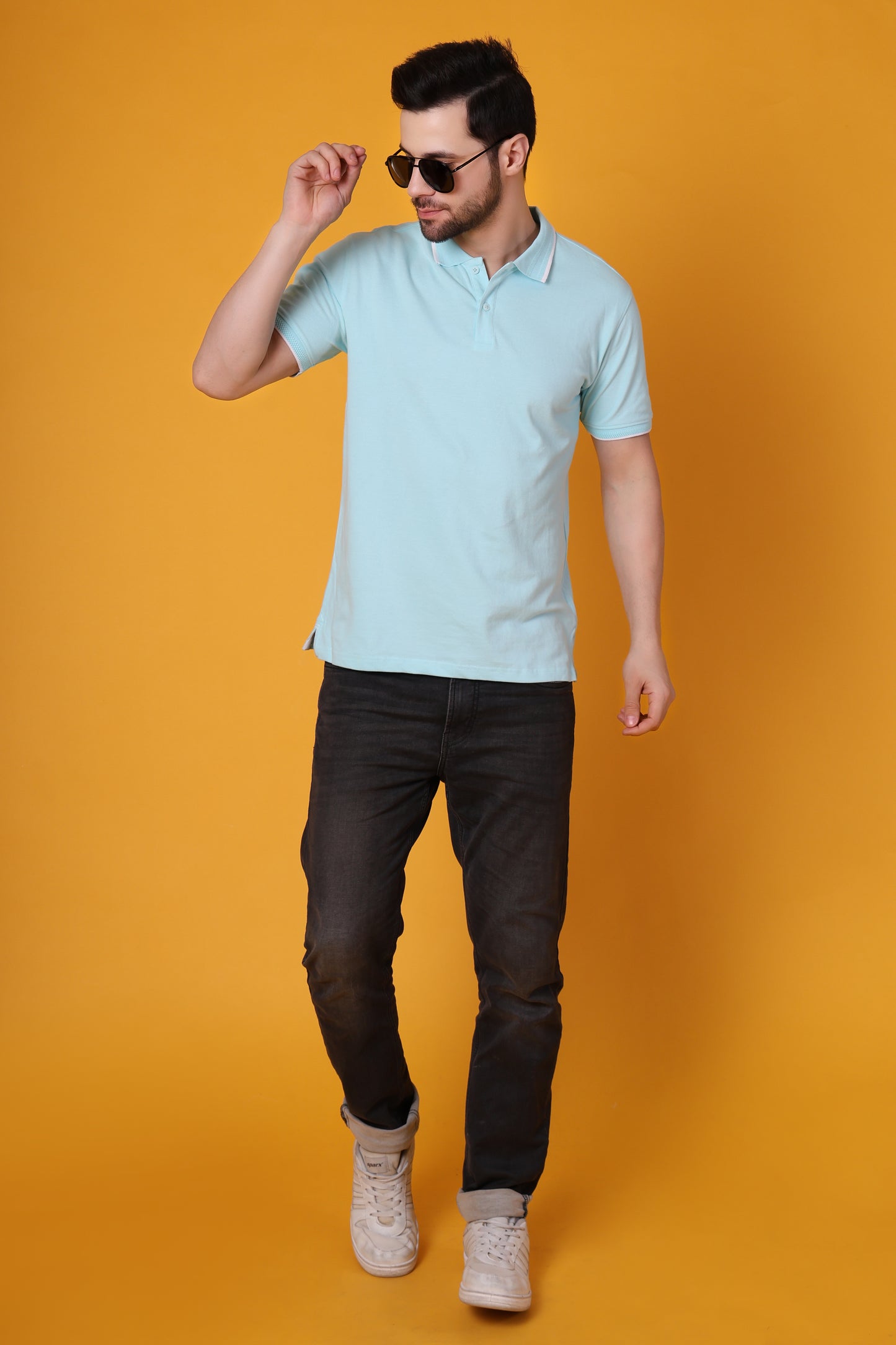 Men's Mint Blue Premium Cotton Polo Shirt – Regular Fit