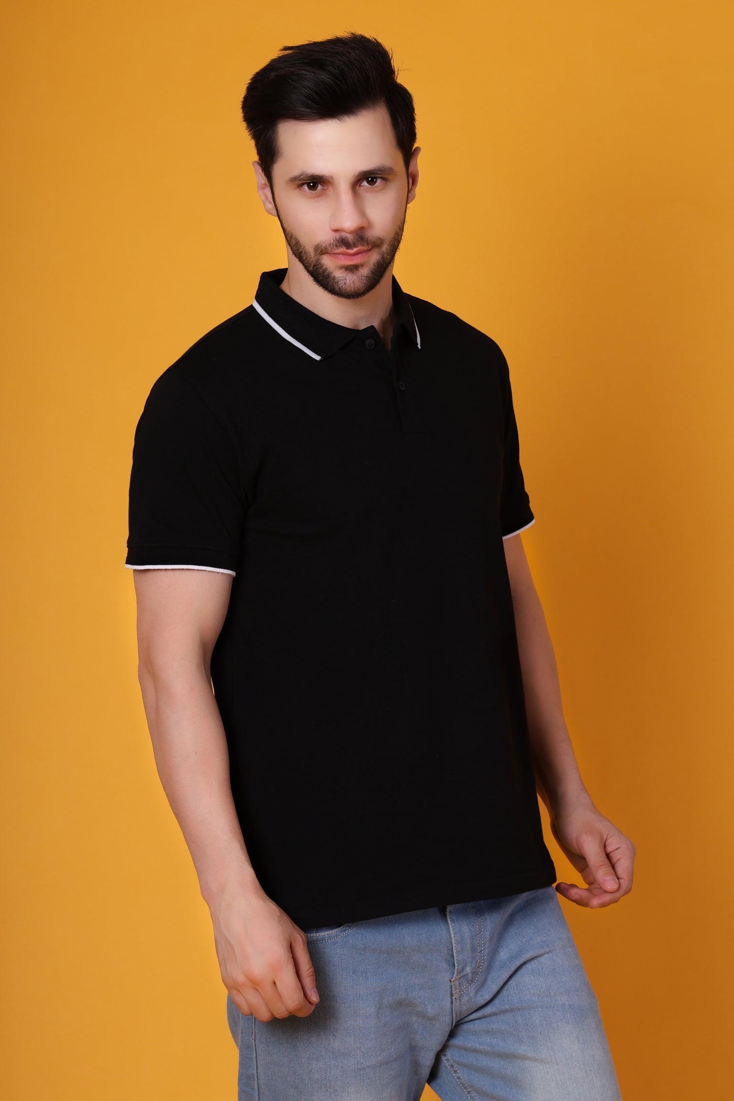 Men’s Black Premium Cotton Polo Shirt – Regular Fit