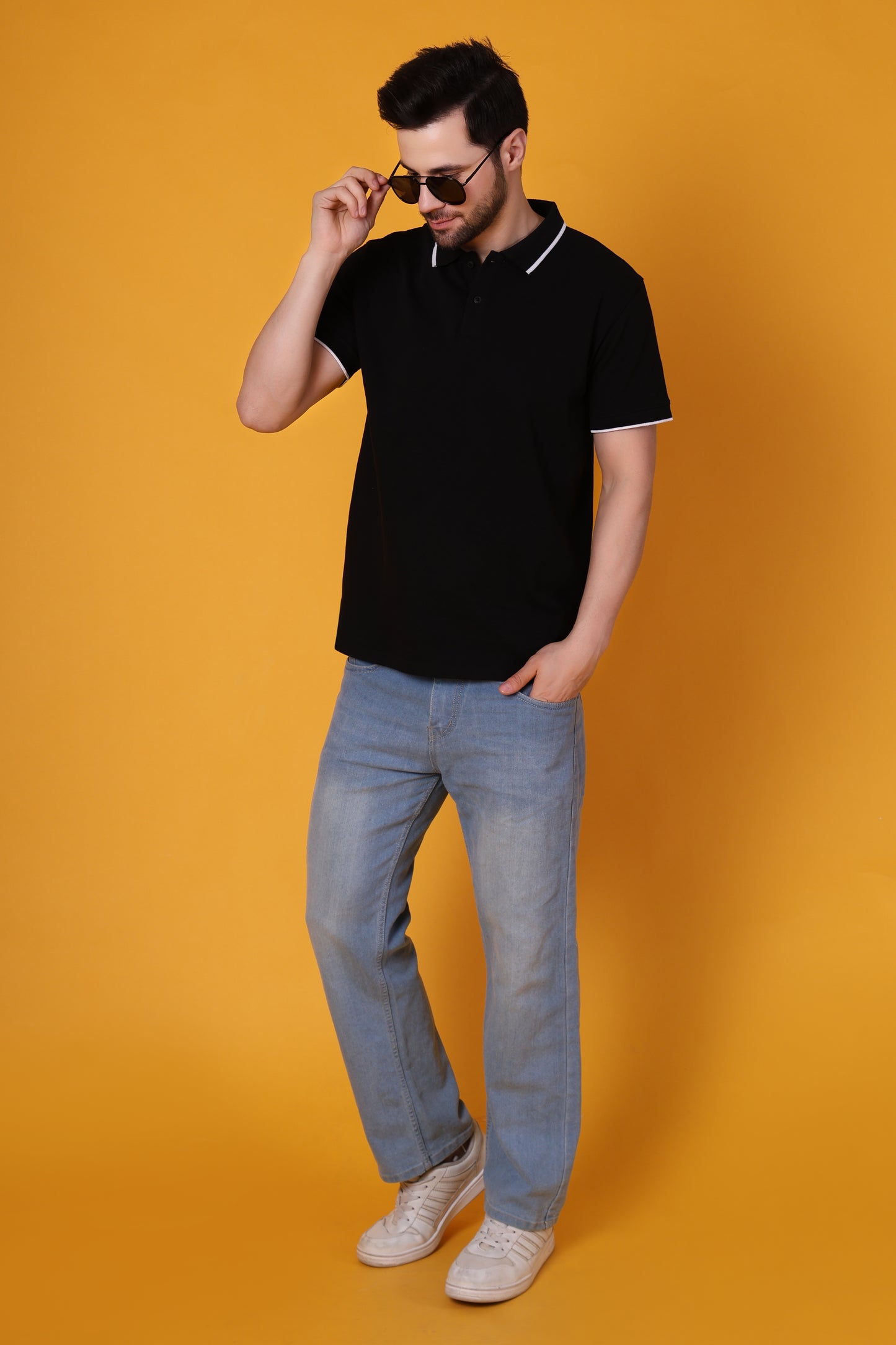 Men’s Black Premium Cotton Polo Shirt – Regular Fit
