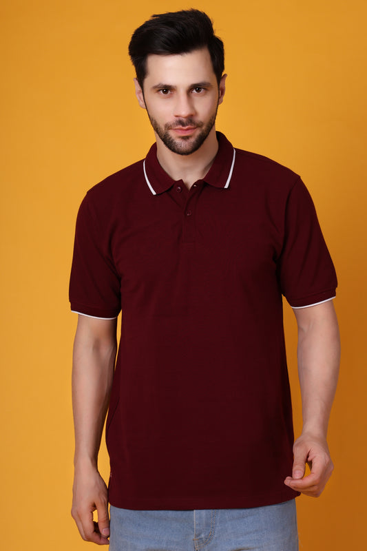 Men's Wine Premium Cotton Polo Shirt – Regular Fit