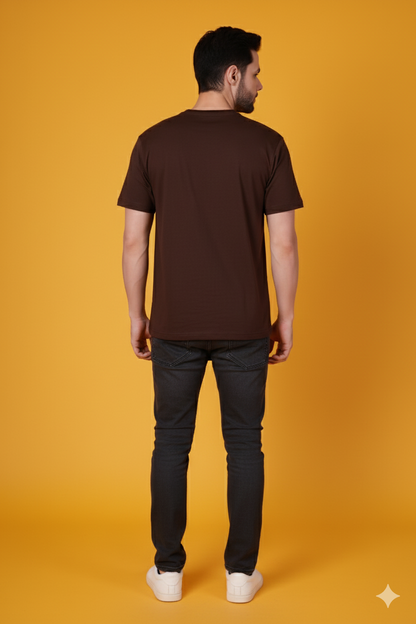 Men's Dark Brown Classic Regular Fit Cotton T-Shirt