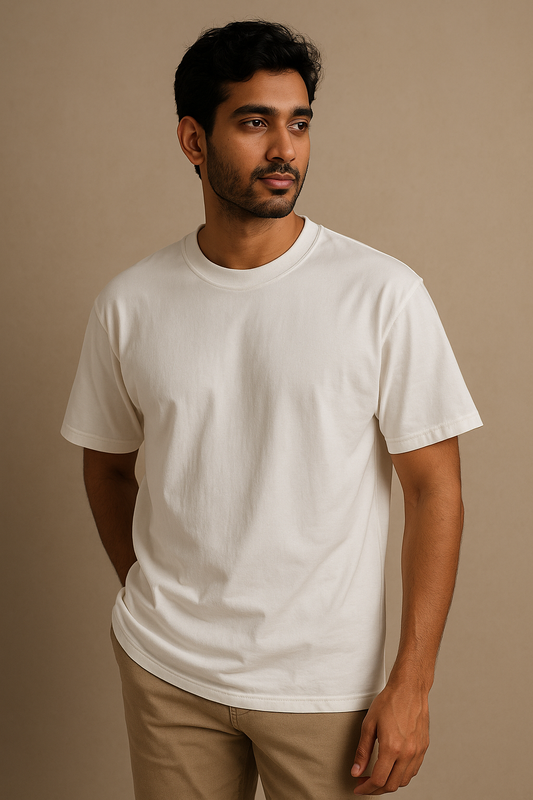 Men’s White Premium Pima Cotton Oversized T-Shirt