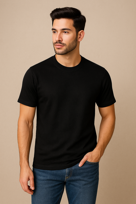 Men’s Black Classic Regular Fit Cotton T-Shirt