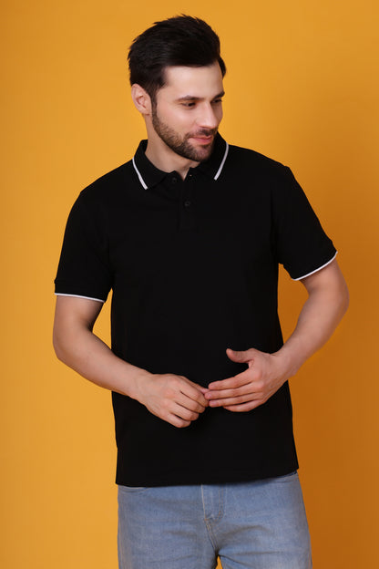 Men’s Black Premium Cotton Polo Shirt – Regular Fit