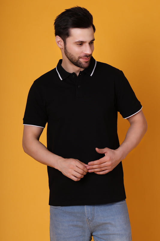 Men’s Black Premium Cotton Polo Shirt – Regular Fit