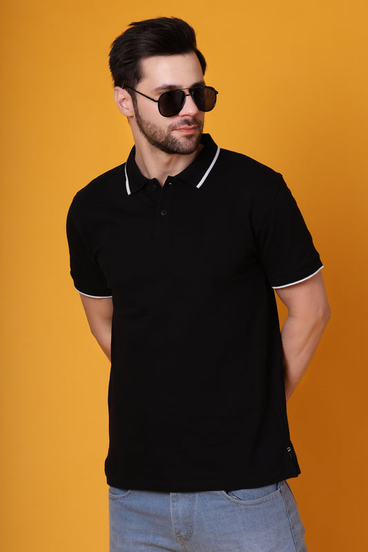Men’s Black Premium Cotton Polo Shirt – Regular Fit