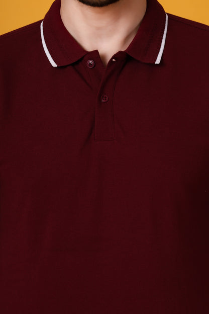 Men's Wine Premium Cotton Polo Shirt – Regular Fit
