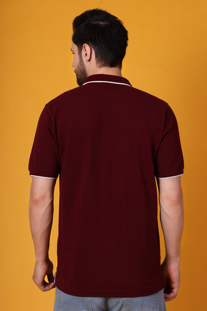 Men's Wine Premium Cotton Polo Shirt – Regular Fit
